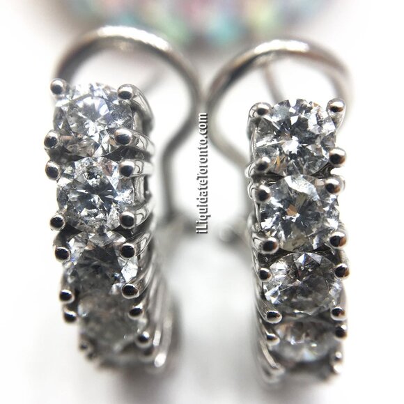 1.80CTW Natural Diamond Huggie Earrings in White Gold. 12 Diamonds at 15pts Each - Picture 1 of 11